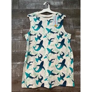 Cat & Jack Kids Shark Print Tank Top White Teal Blue Sleeveless Graphic Tee NWT